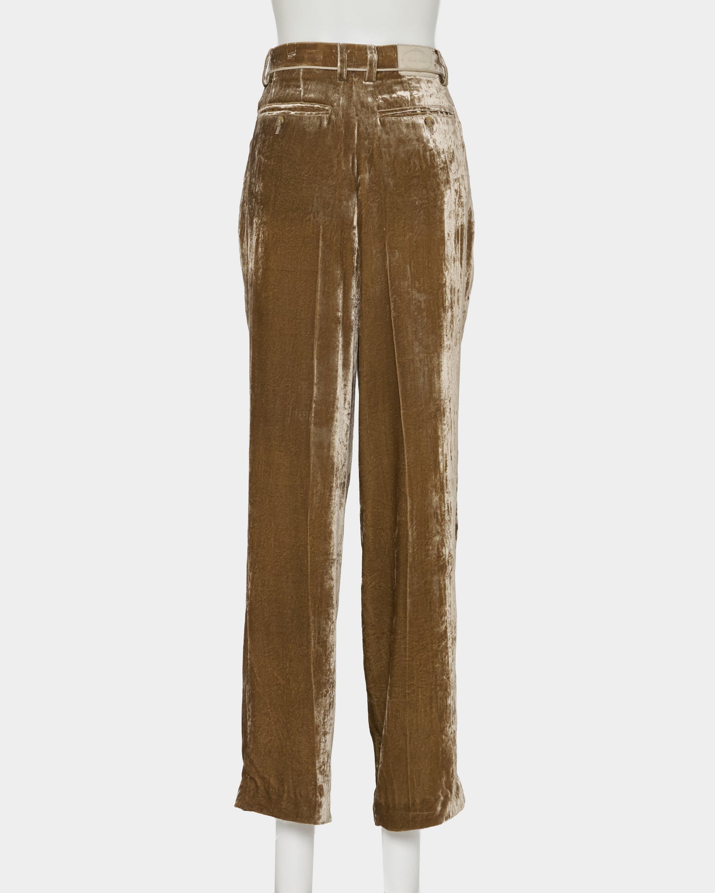 Leather patch panne velvet trousers mustard【Delivery in January 2027】