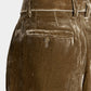 Leather patch panne velvet trousers mustard【Delivery in January 2027】