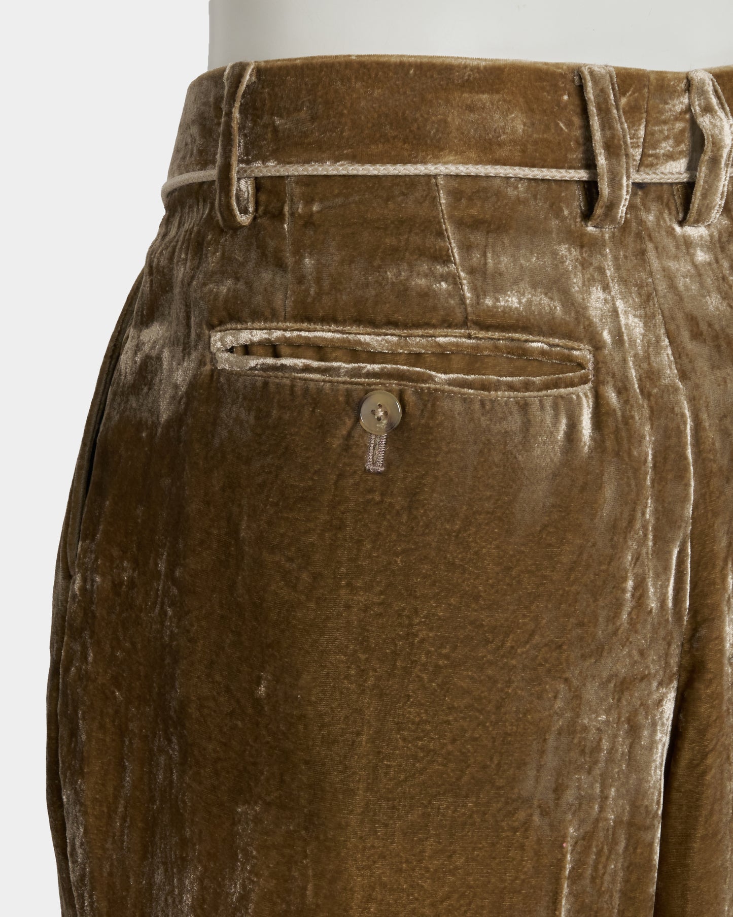 Leather patch panne velvet trousers mustard【Delivery in January 2027】