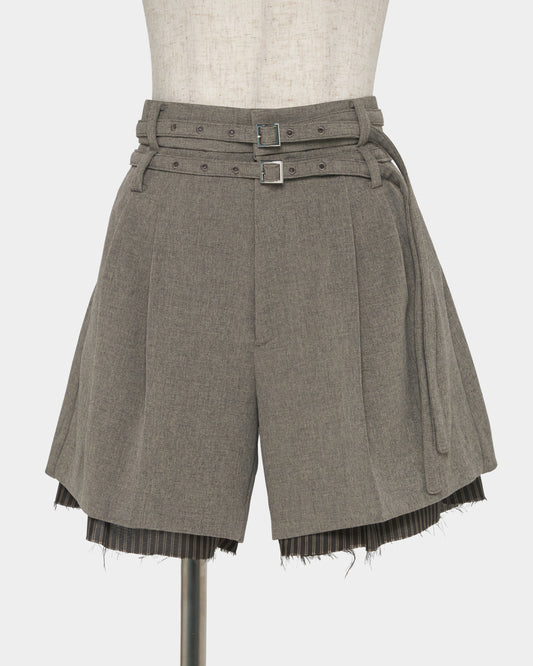 Exposed lining double belt trousers Greige【Delivery in January 2027】