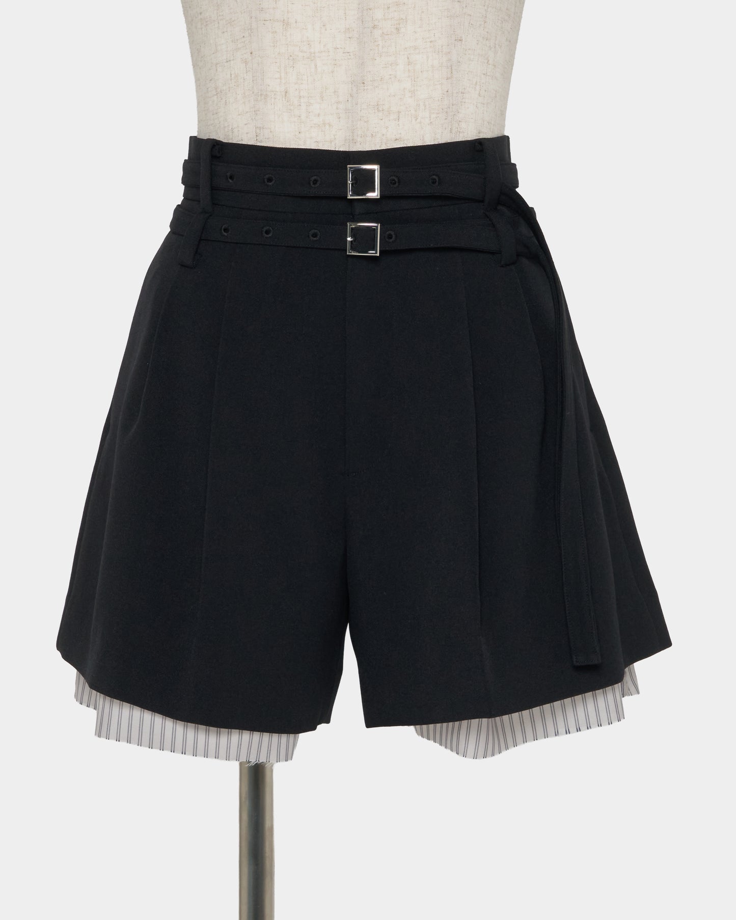 Exposed lining double belt trousers Black【Delivery in January 2027】