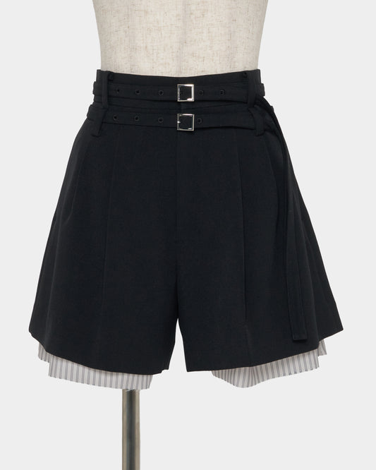 Exposed lining double belt trousers Black【Delivery in January 2027】