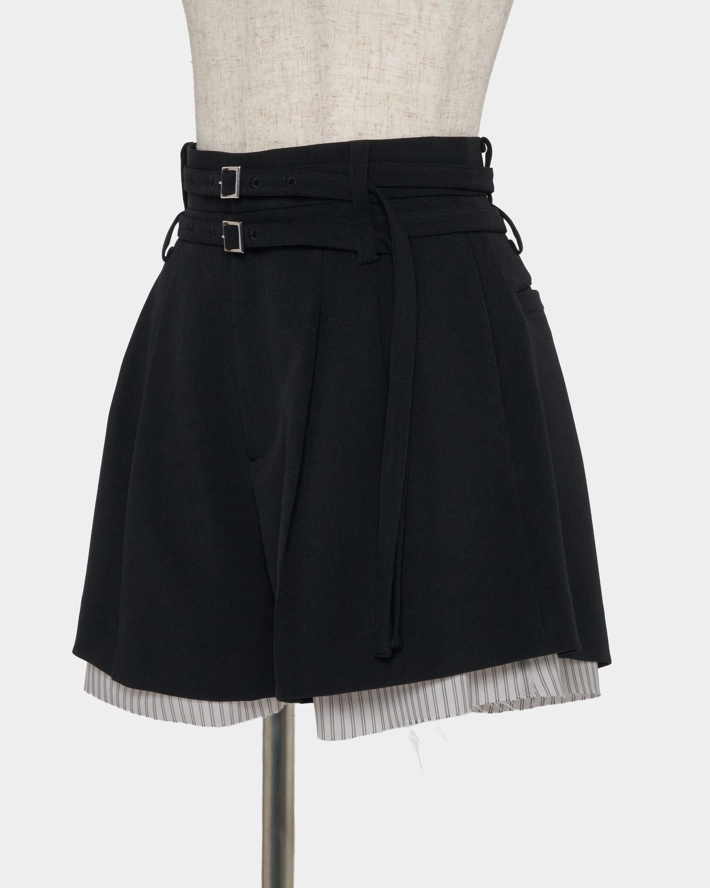 Exposed lining double belt trousers Black【Delivery in January 2027】