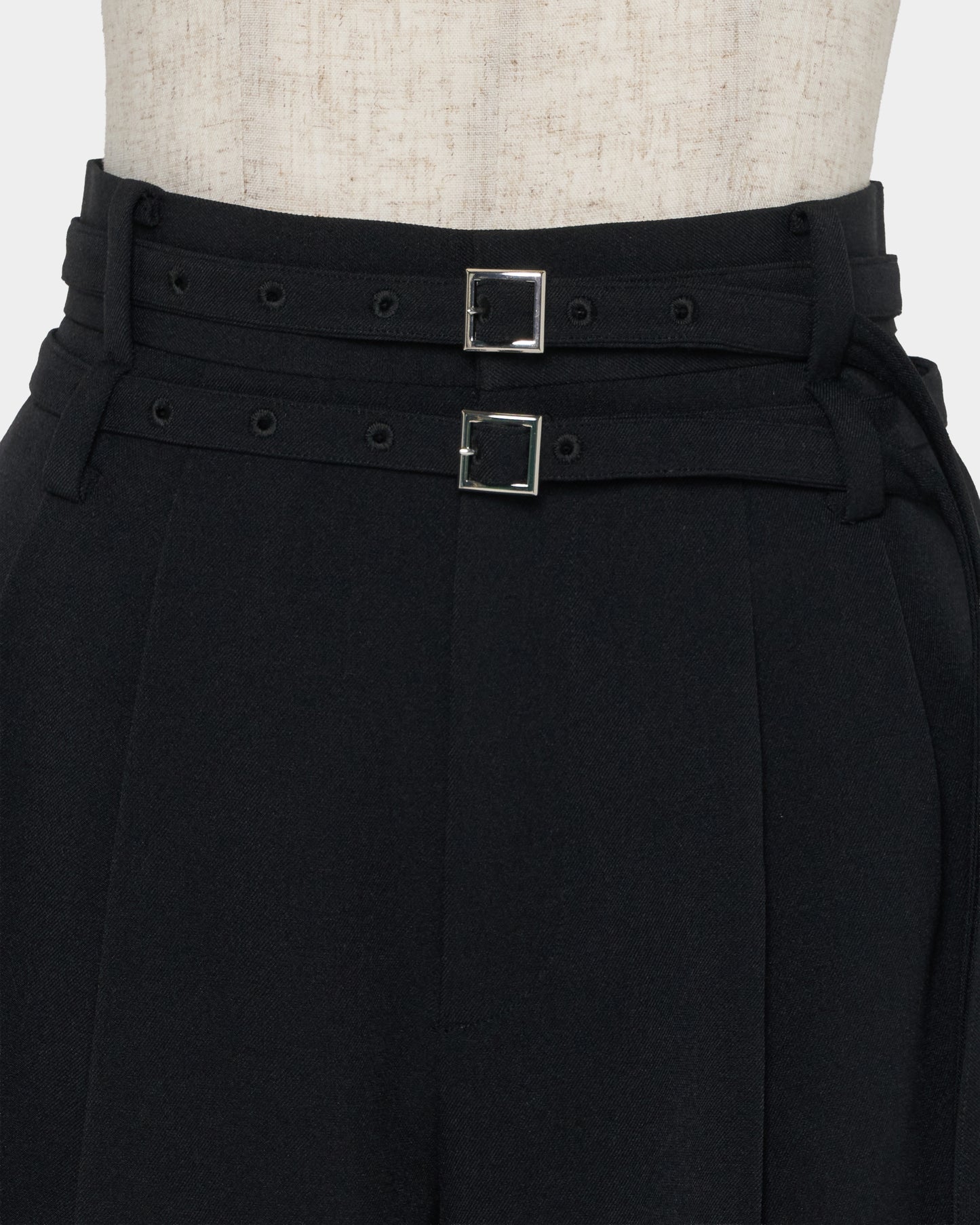 Exposed lining double belt trousers Black【Delivery in January 2027】