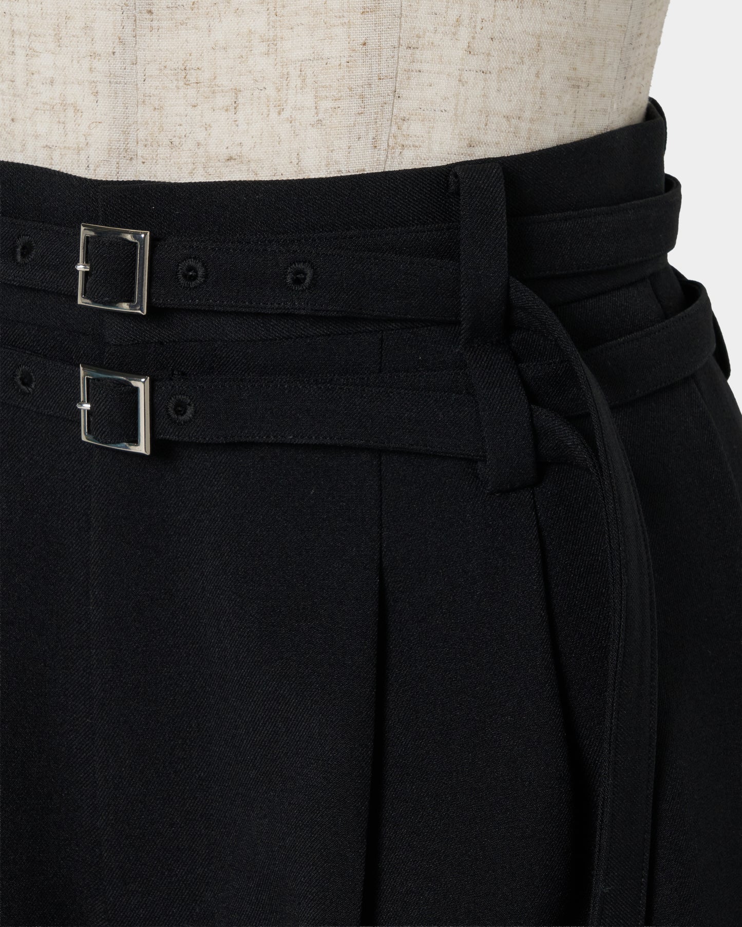 Exposed lining double belt trousers Black【Delivery in January 2027】