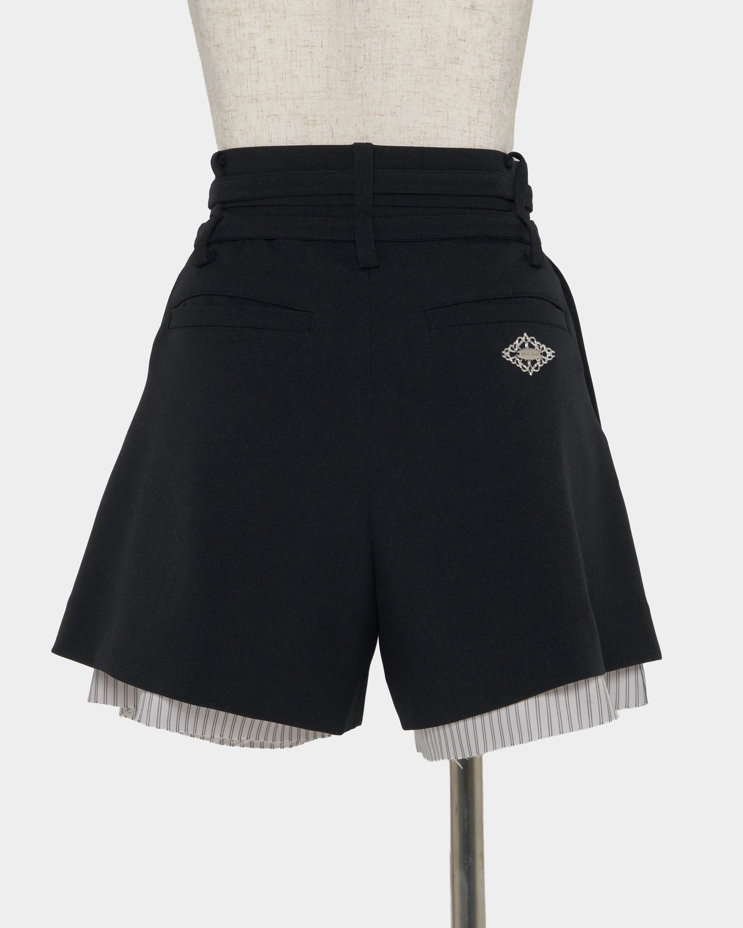Exposed lining double belt trousers Black【Delivery in January 2027】
