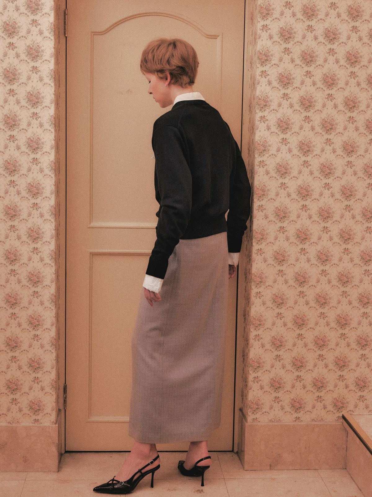Meringue swan cardigan Black【Stock】