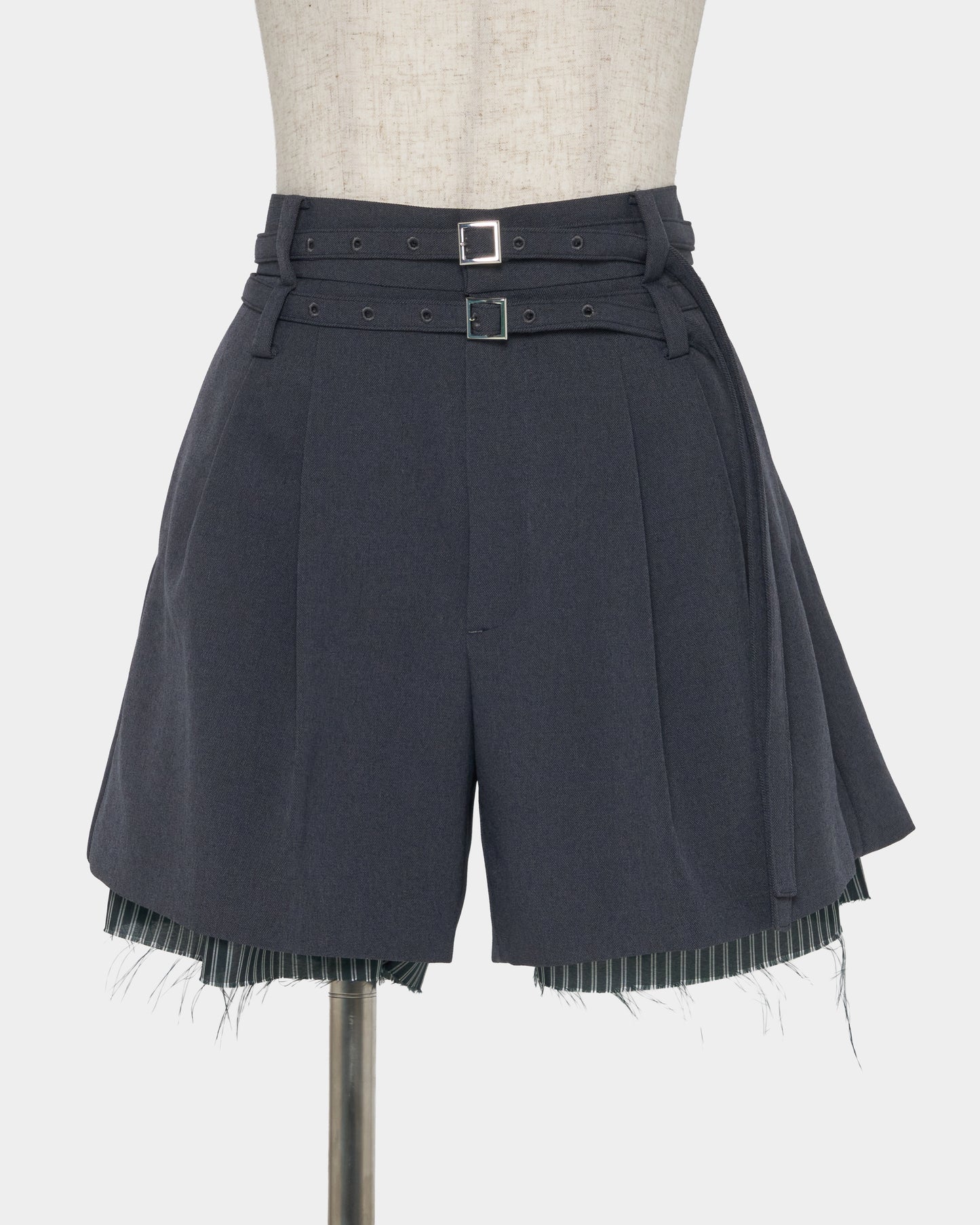 Exposed lining double belt trousers Gray【Delivery in January 2027】