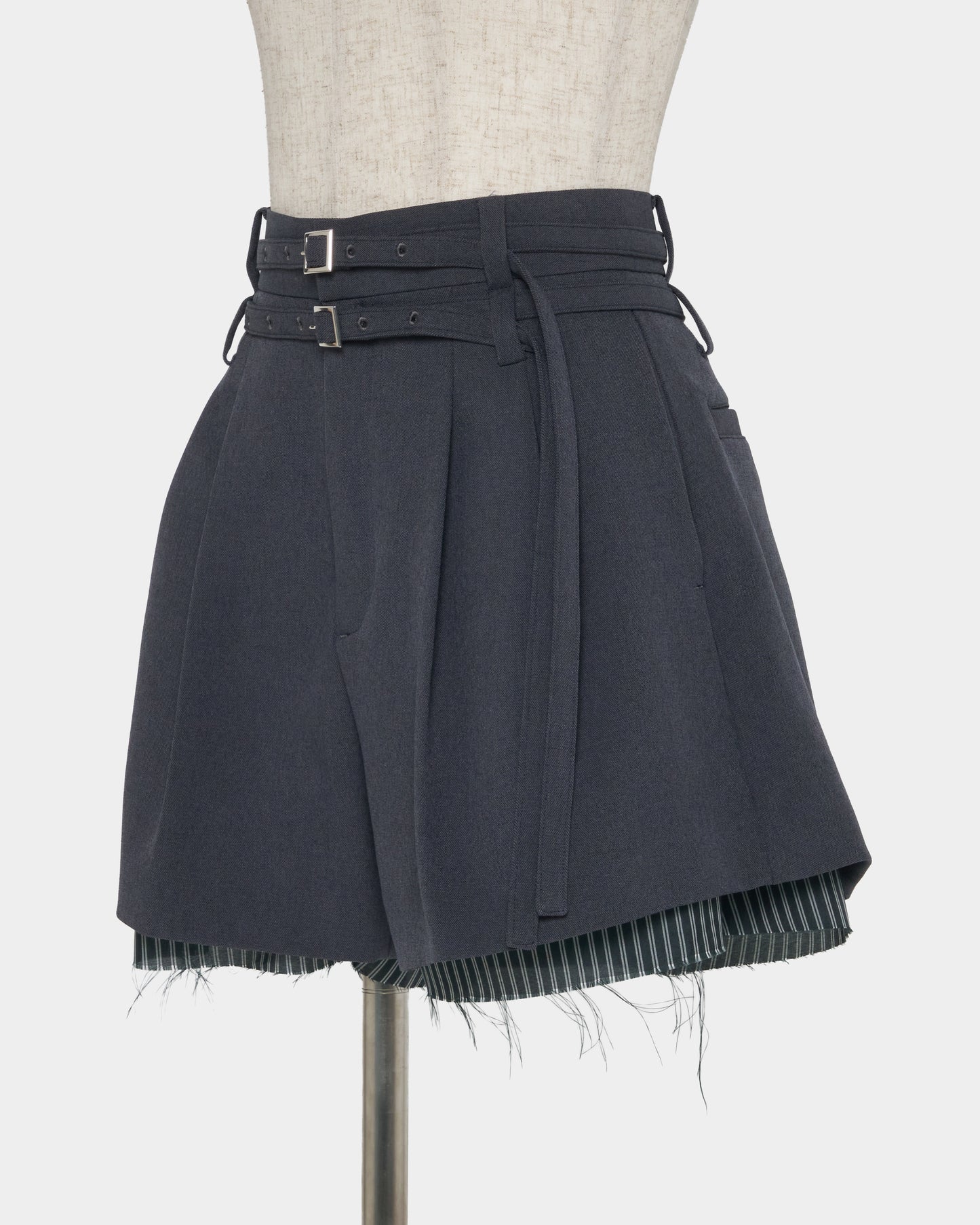 Exposed lining double belt trousers Gray【Delivery in January 2027】
