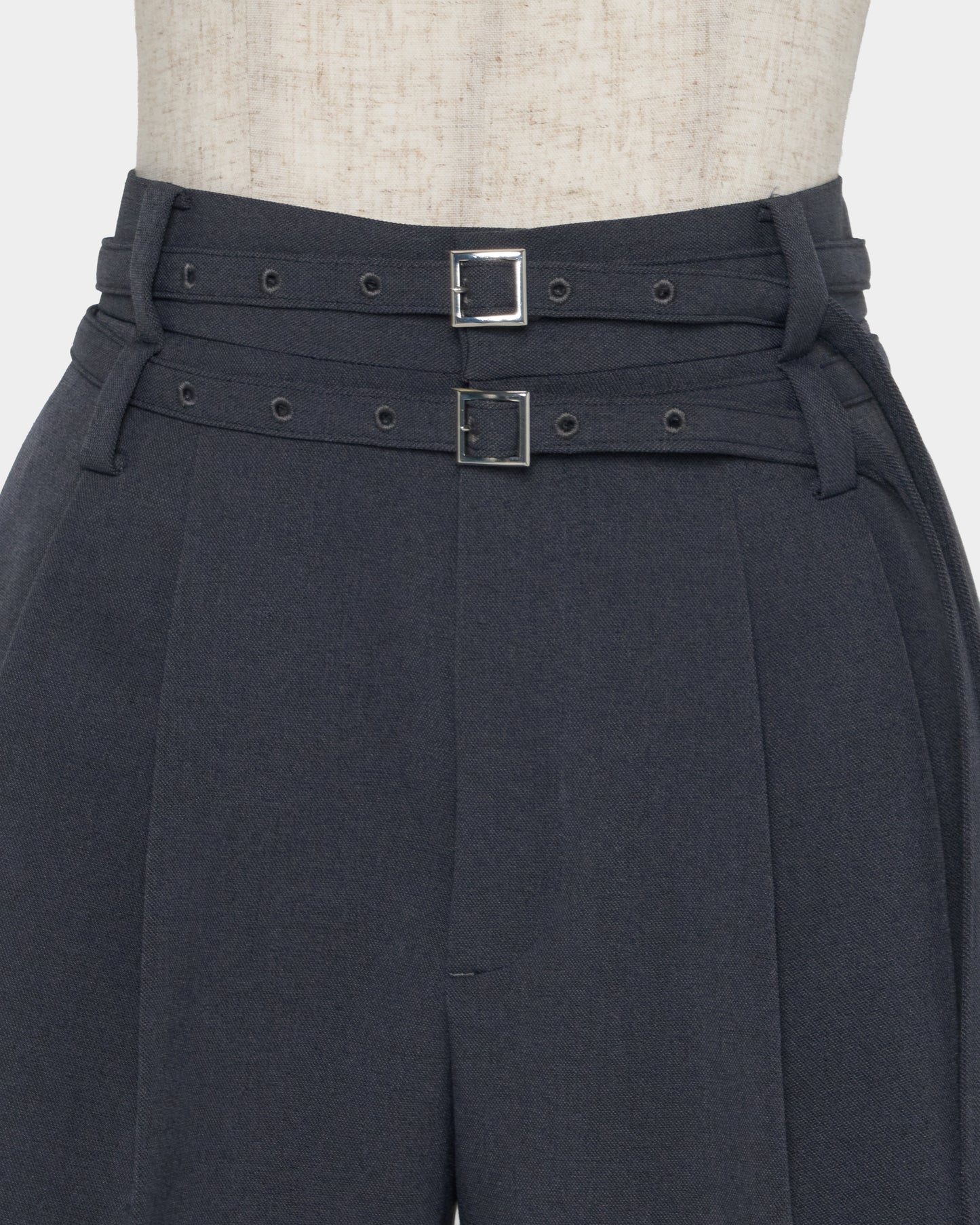 Exposed lining double belt trousers Gray【Delivery in January 2027】