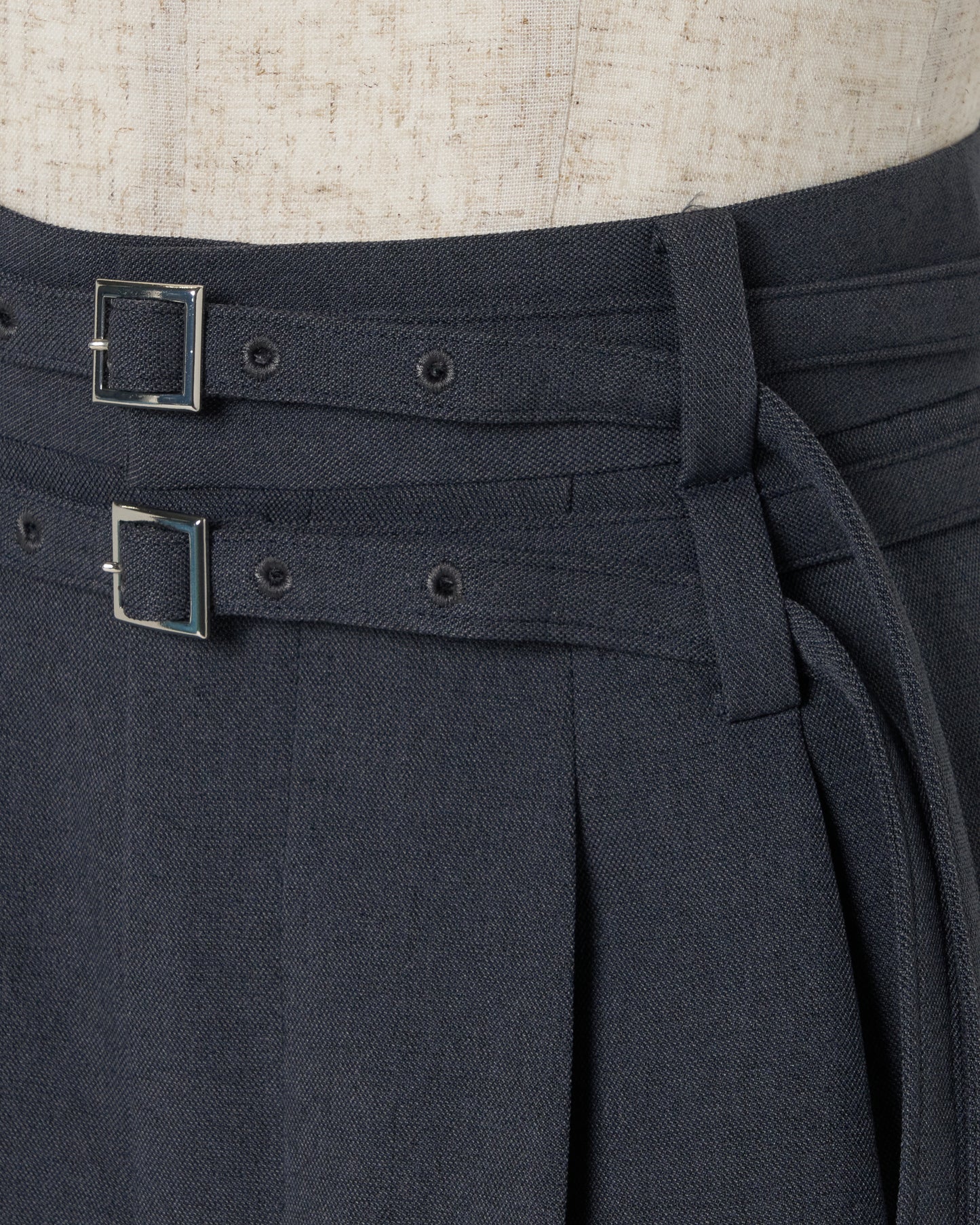 Exposed lining double belt trousers Gray【Delivery in January 2027】