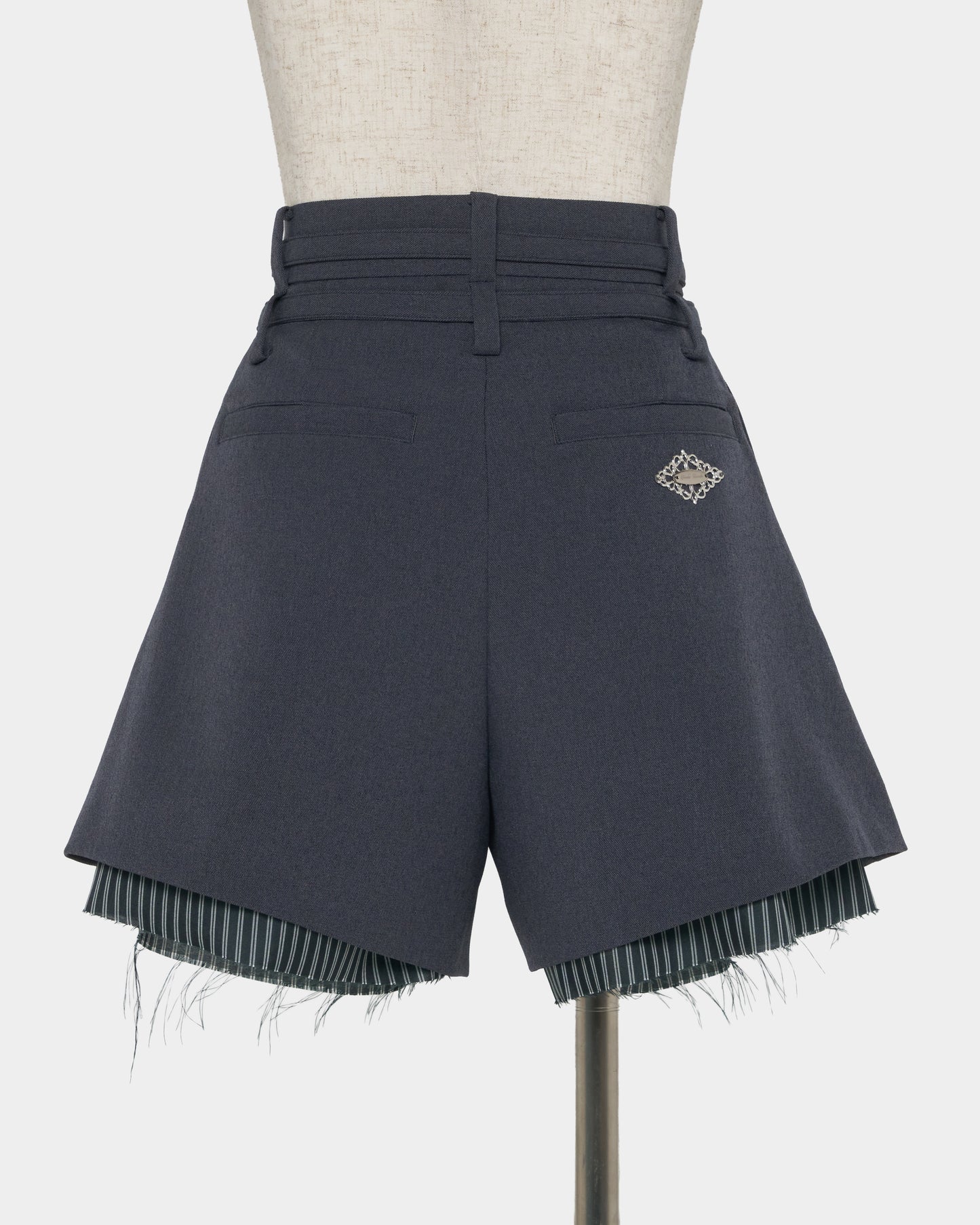 Exposed lining double belt trousers Gray【Delivery in January 2027】