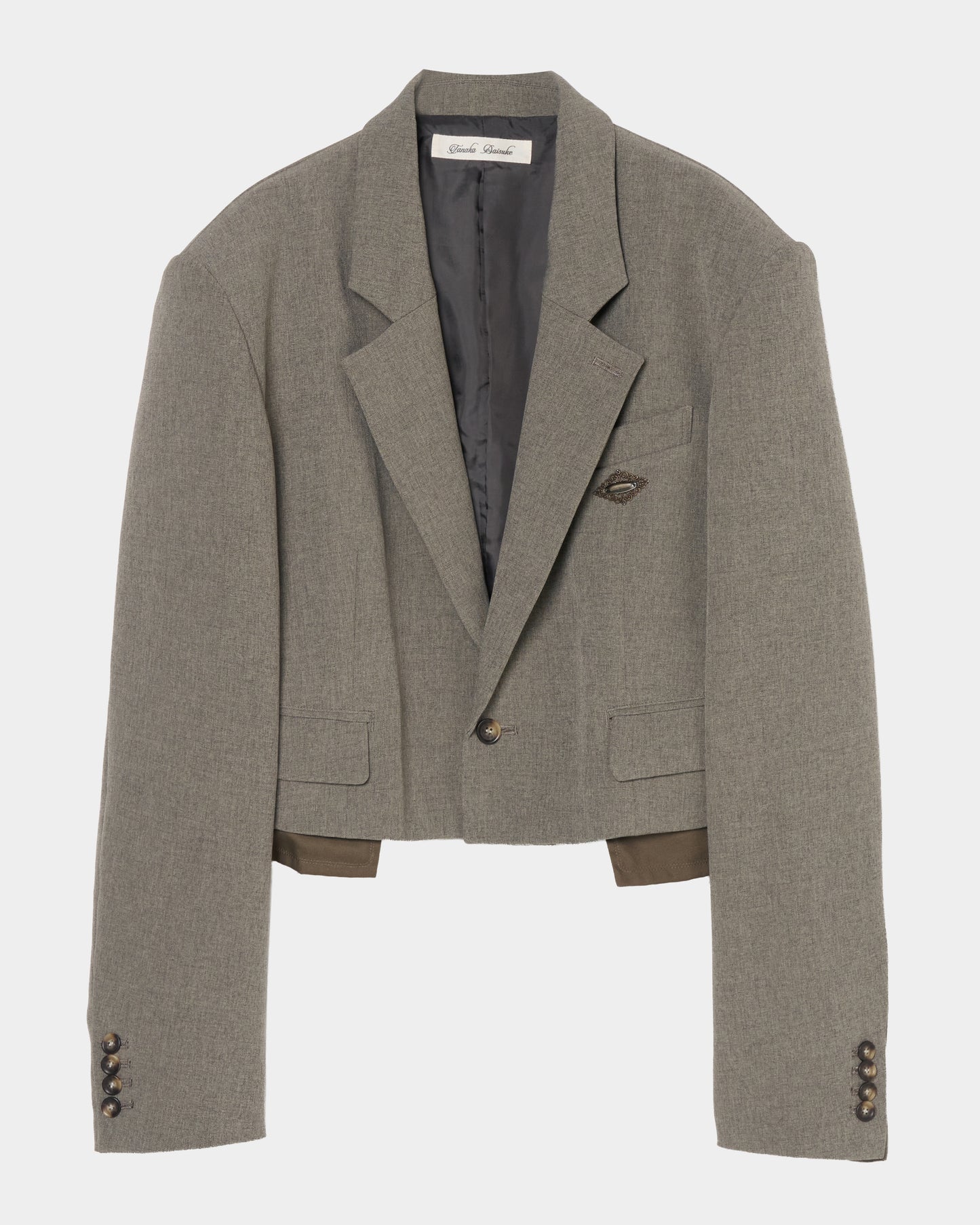 Stripe lining cropped jacket Greige【Delivery in January 2027】