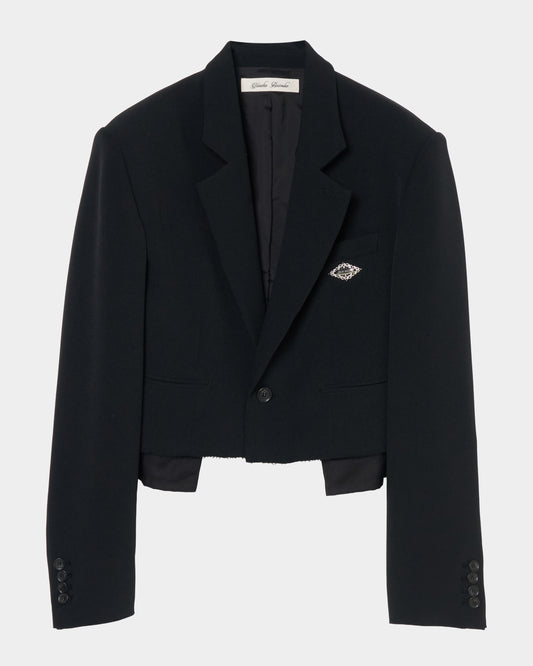 Stripe lining cropped jacket Black【Delivery in January 2027】