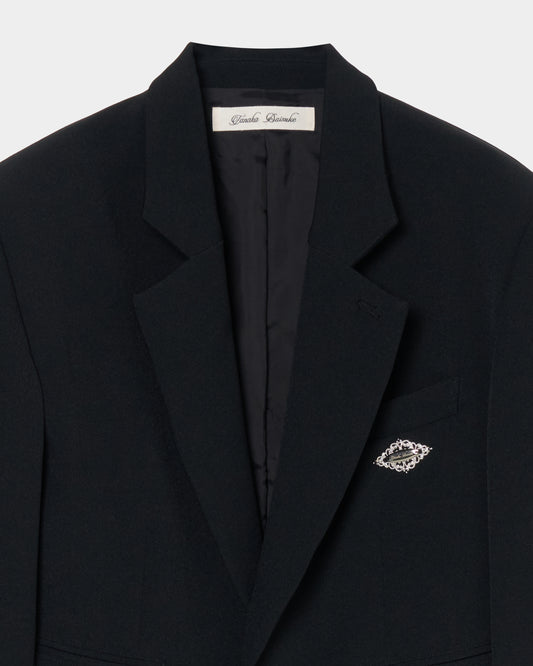 Stripe lining cropped jacket Black【Delivery in January 2027】