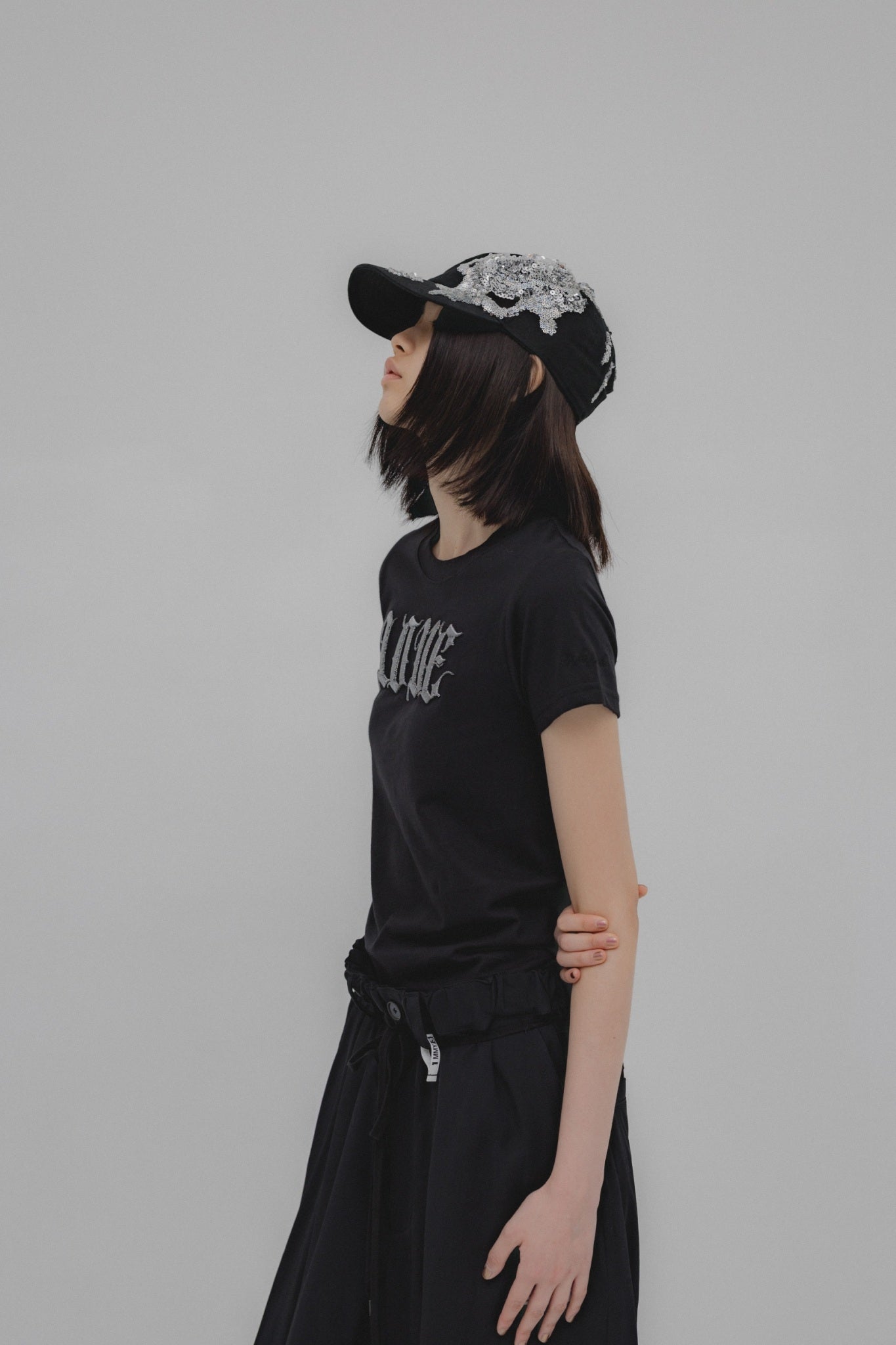 LOVE glitter T-shirt mini Black × Silver【stock】