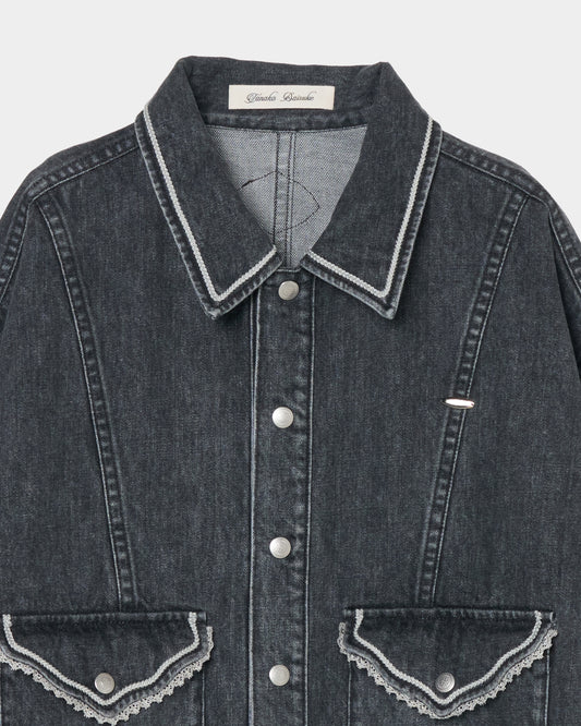 Letter pocket denim jacket Black【Delivery in February 2027】