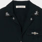 Lace bijou open collar shirt Black【Delivery in March 2027】