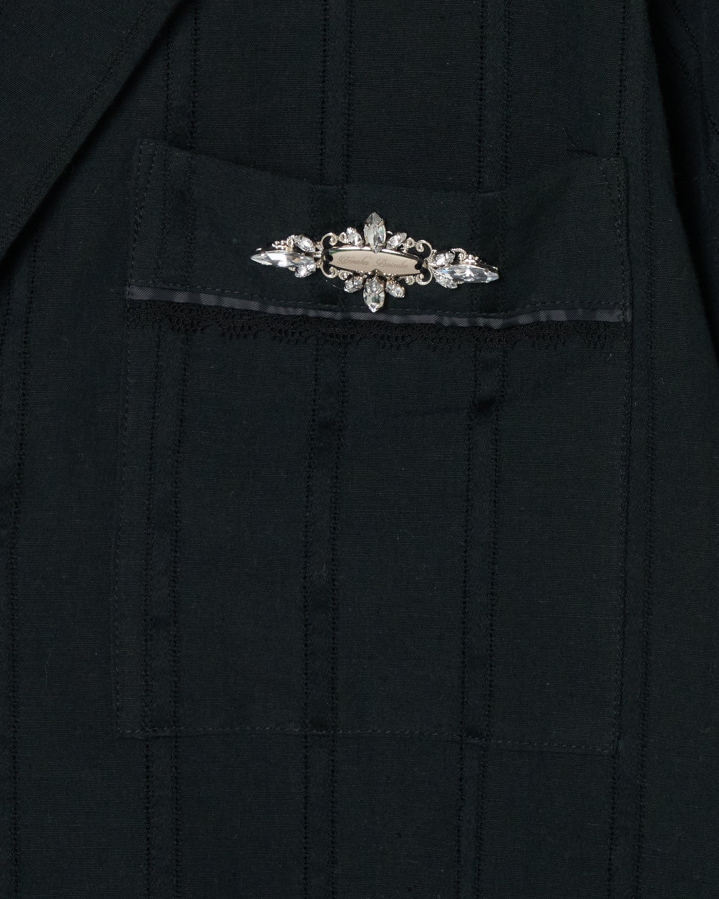 Lace bijou open collar shirt Black【Delivery in March 2027】