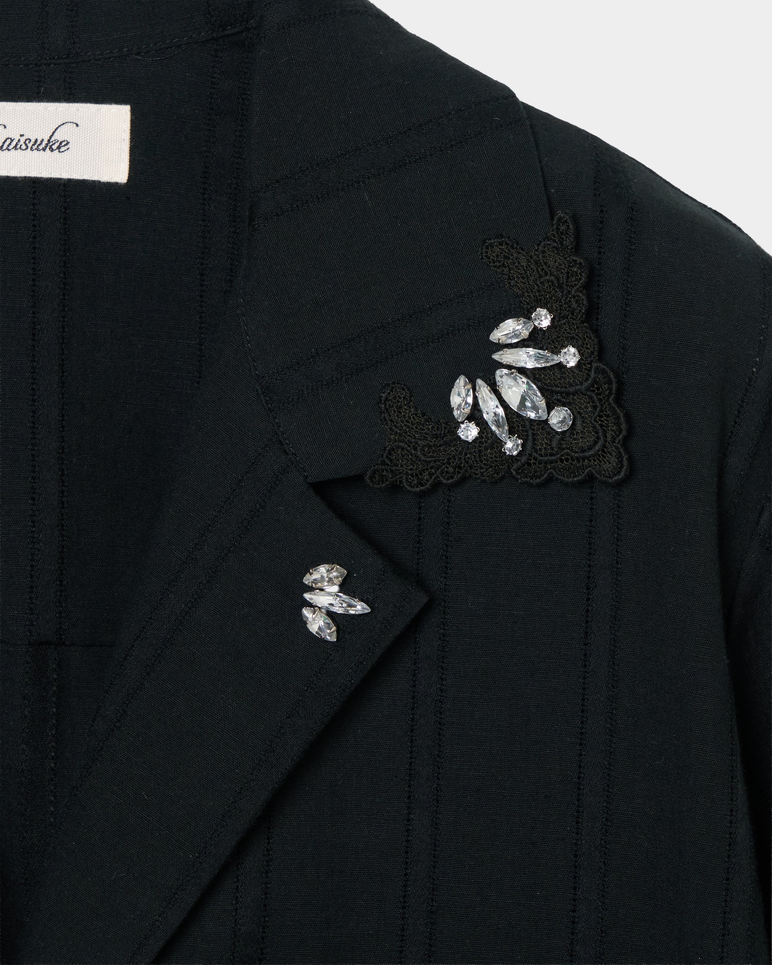 tanakadaisuke(タナカダイスケ)|シャツ|Lace bijou open collar shirt