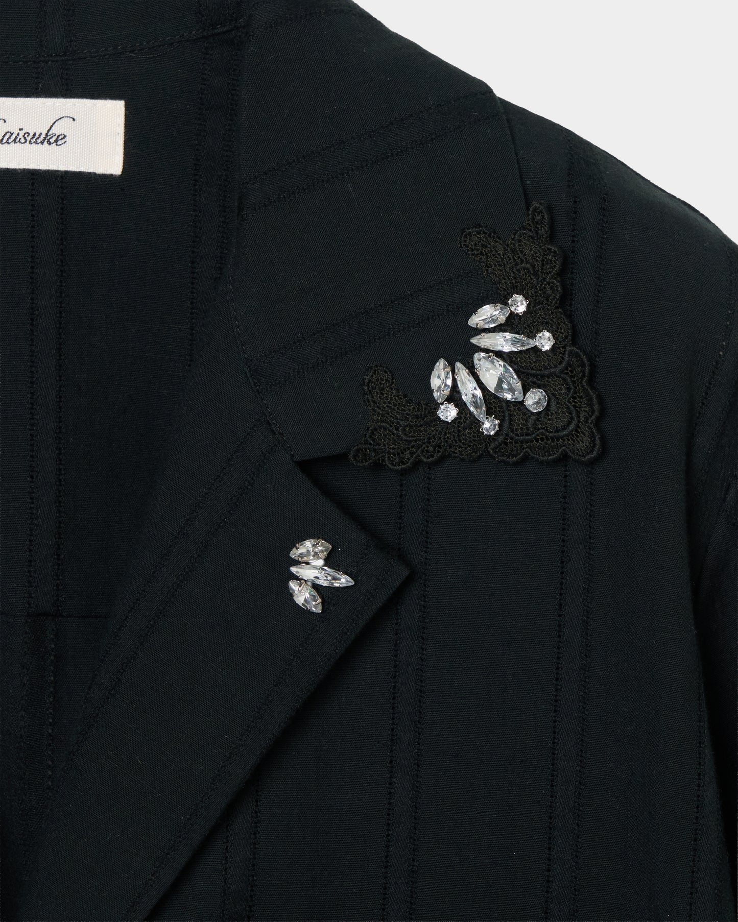 Lace bijou open collar shirt Black【Delivery in March 2027】
