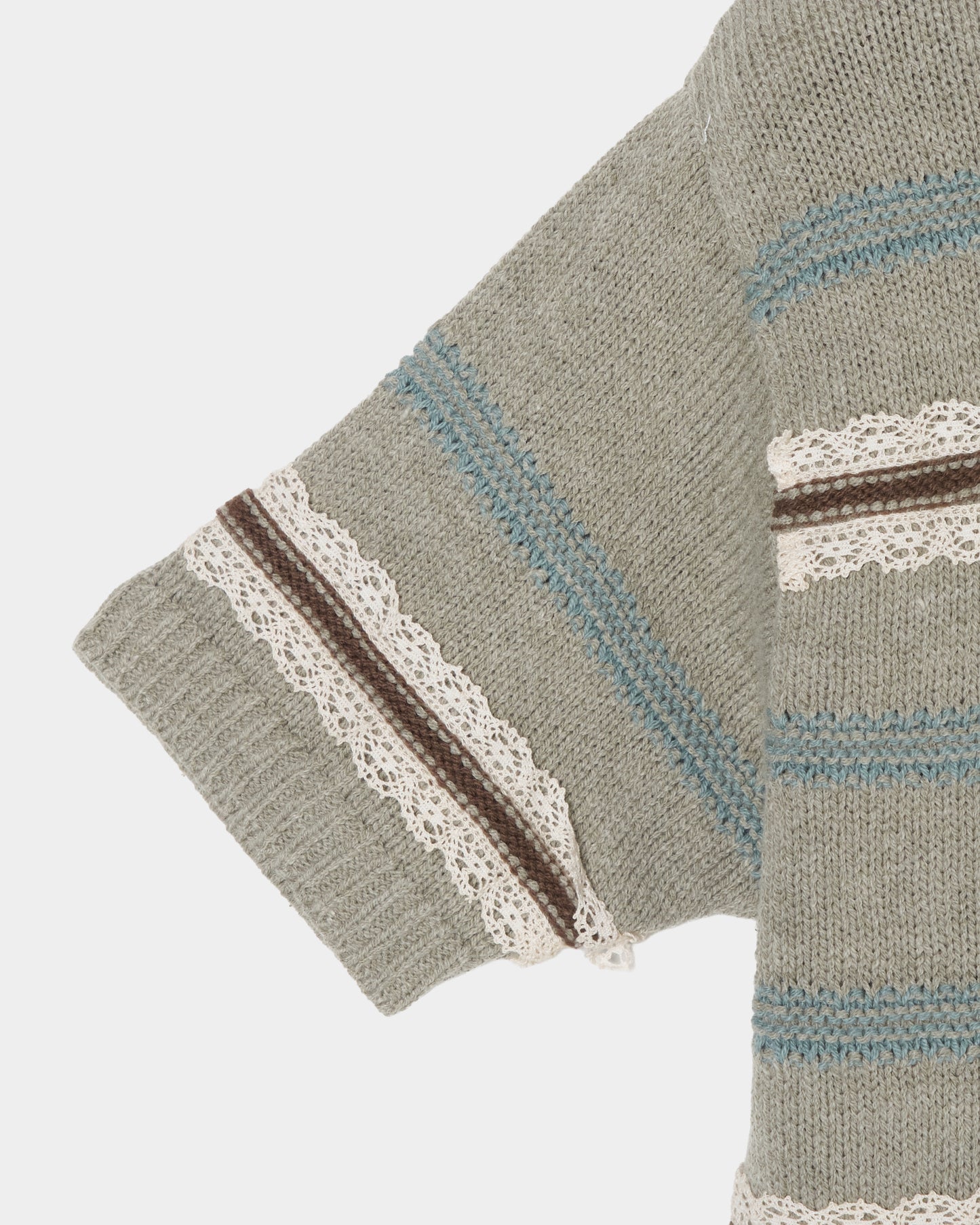 Lace border knit polo shirt Gray【Delivery in January 2027】