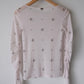 cross embroidery gather sleeve tops Greige【Delivery in February 2026】