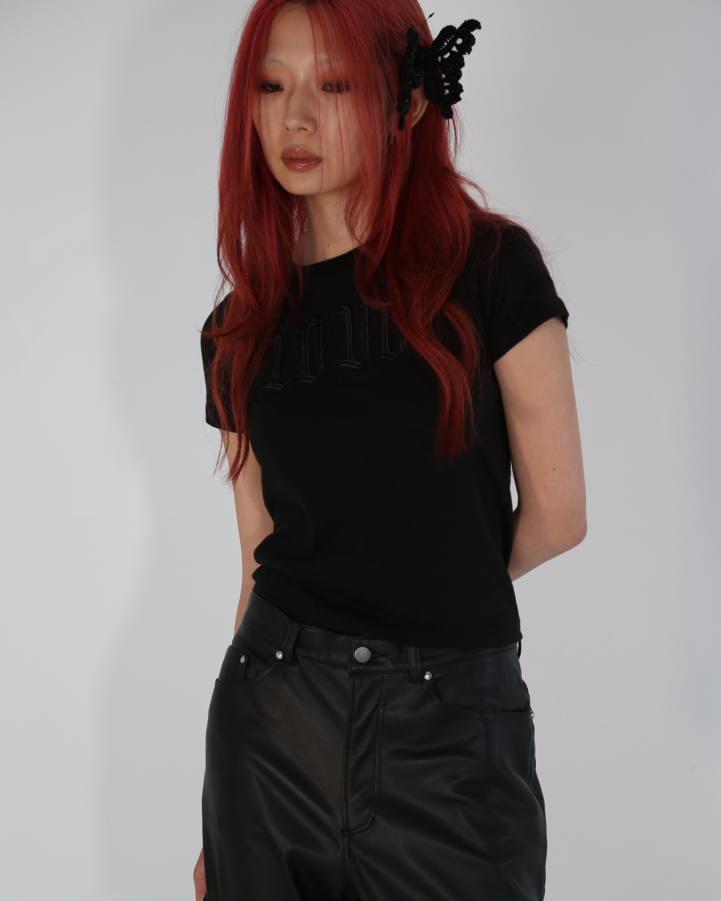 LOVE glitter T-shirt mini Black × Black【stock】