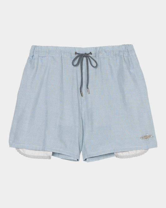 bijou logo check shorts Blue【Delivery in January 2027】