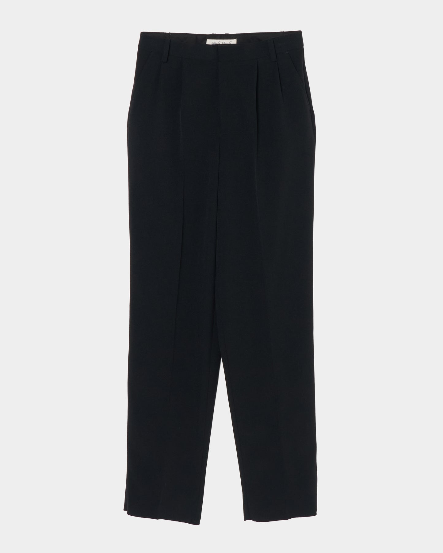 Leather patch one-tuck trousers Black【Delivery in January 2027】