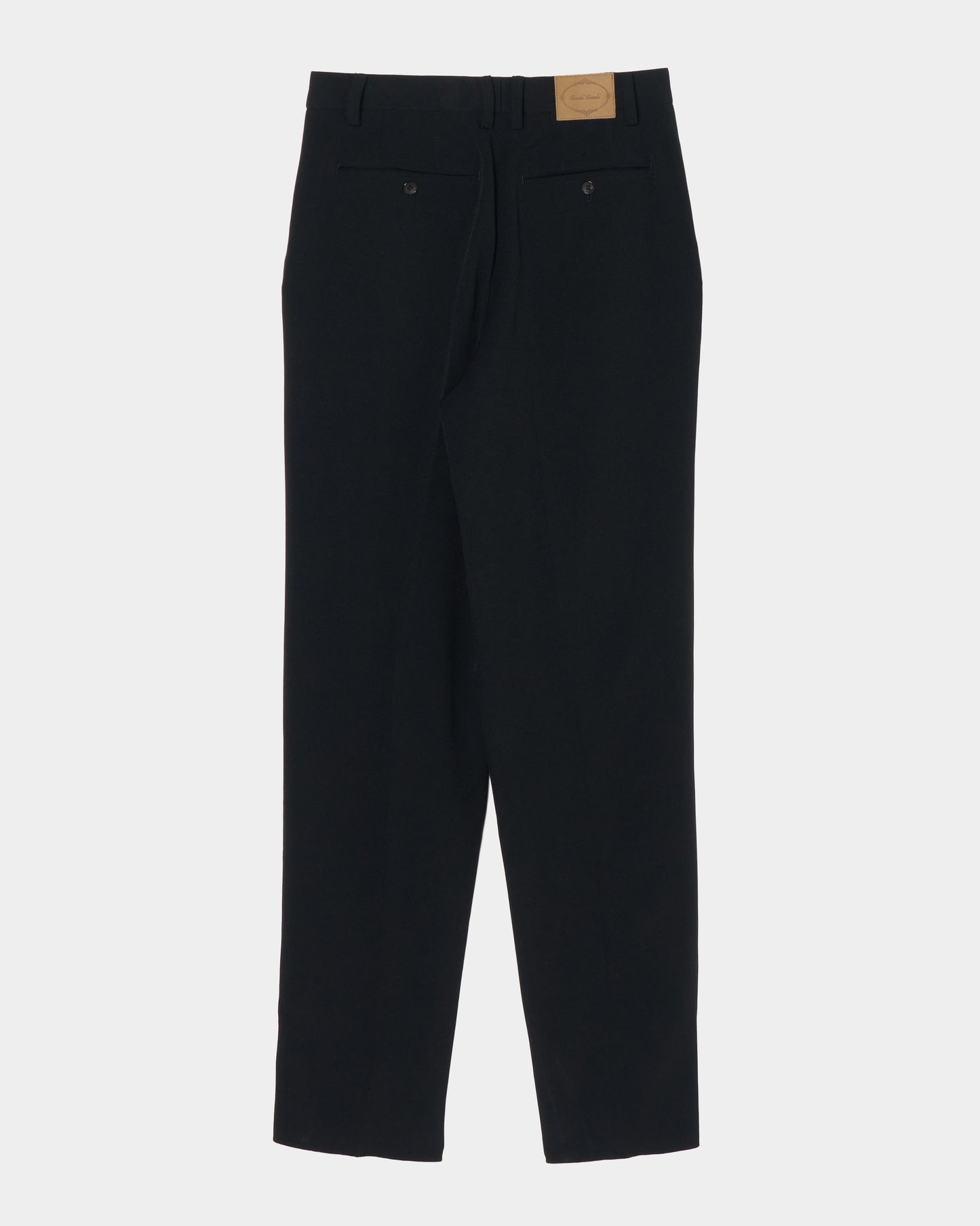 Leather patch one-tuck trousers Black【Delivery in January 2027】