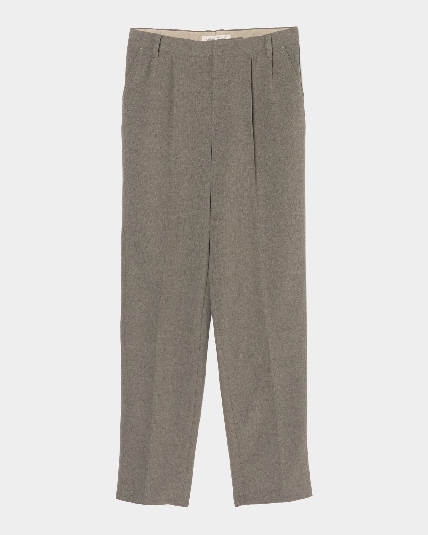 Leather patch one-tuck trousers Greige【Delivery in January 2027】