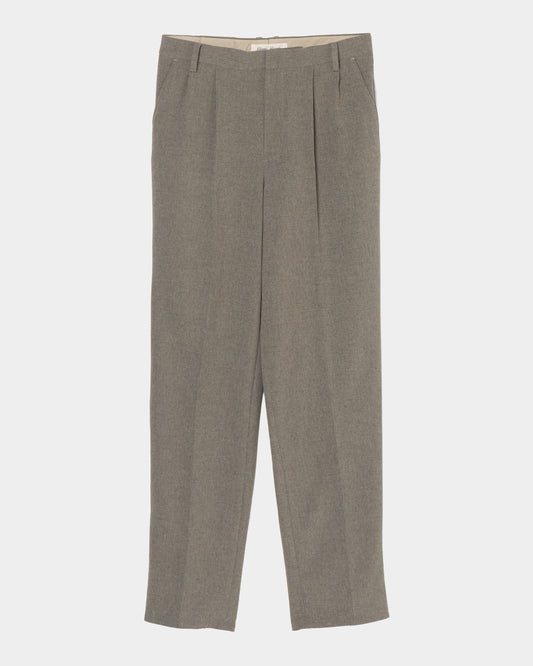 Leather patch one-tuck trousers Greige【Delivery in January 2027】