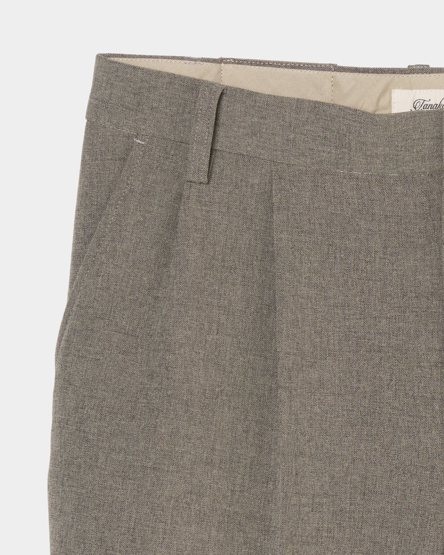 Leather patch one-tuck trousers Greige【Delivery in January 2027】