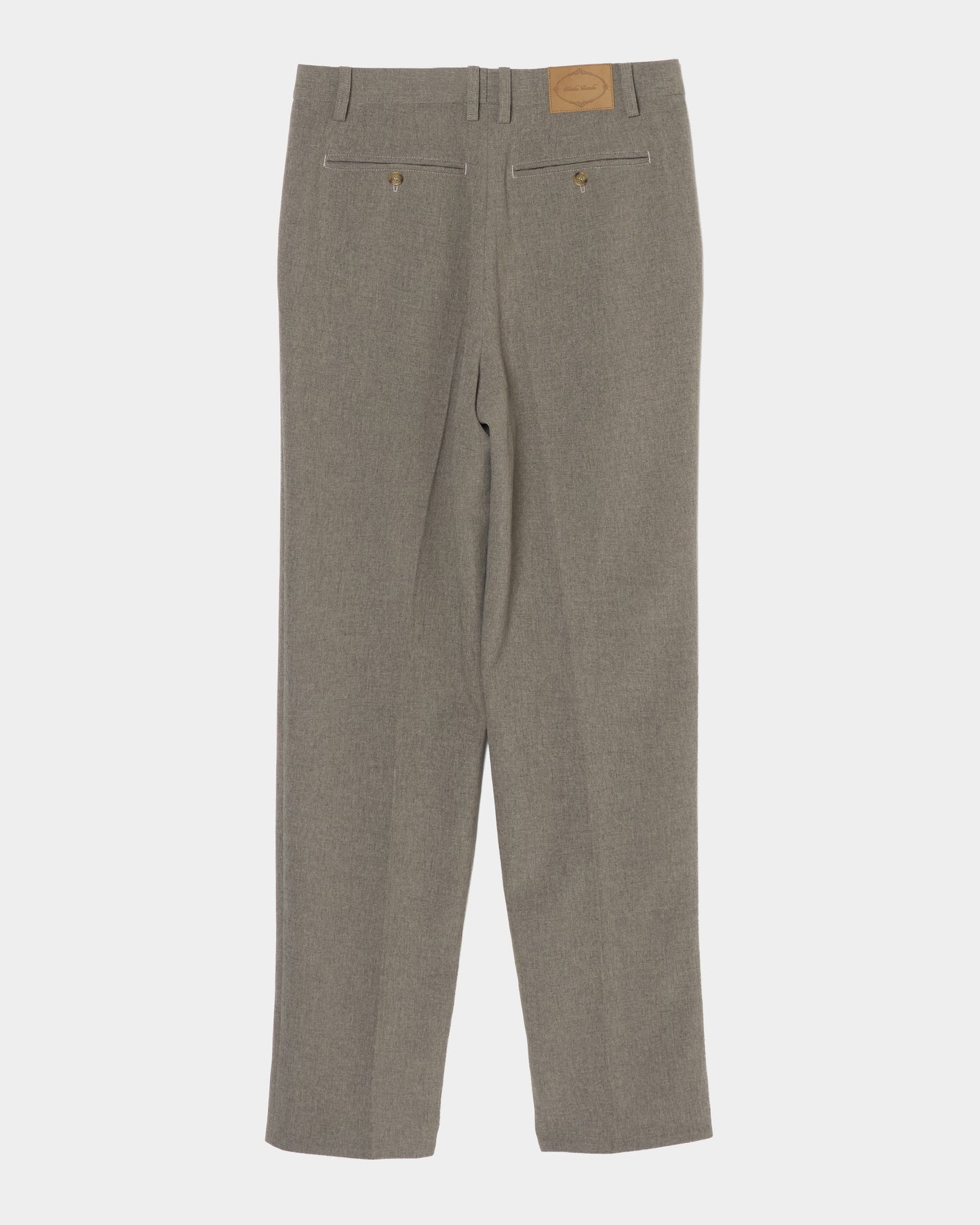 Leather patch one-tuck trousers Greige【Delivery in January 2027】