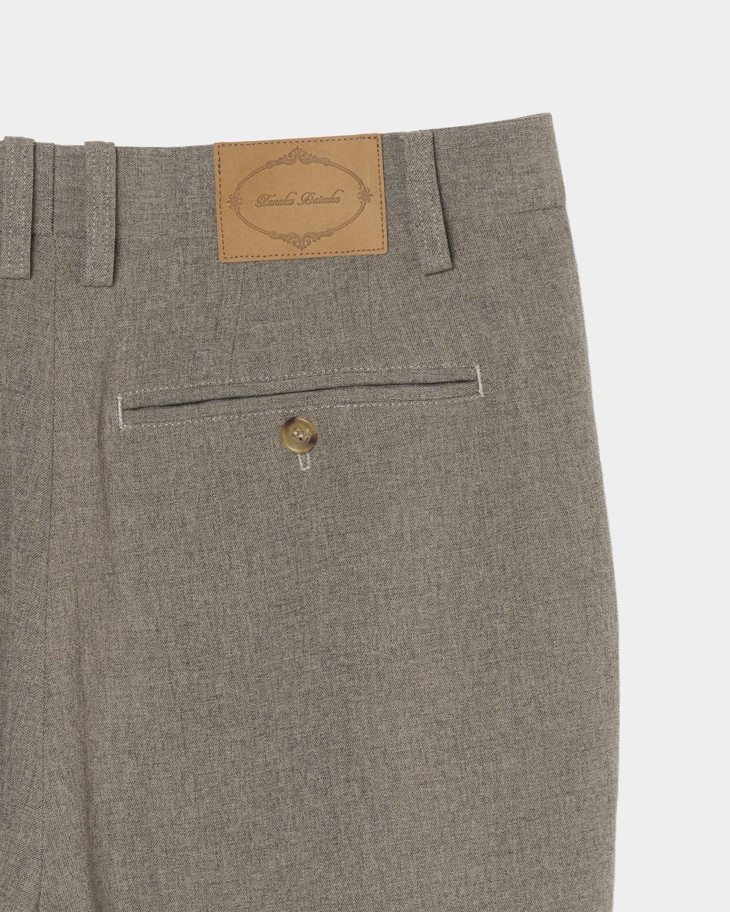 Leather patch one-tuck trousers Greige【Delivery in January 2027】