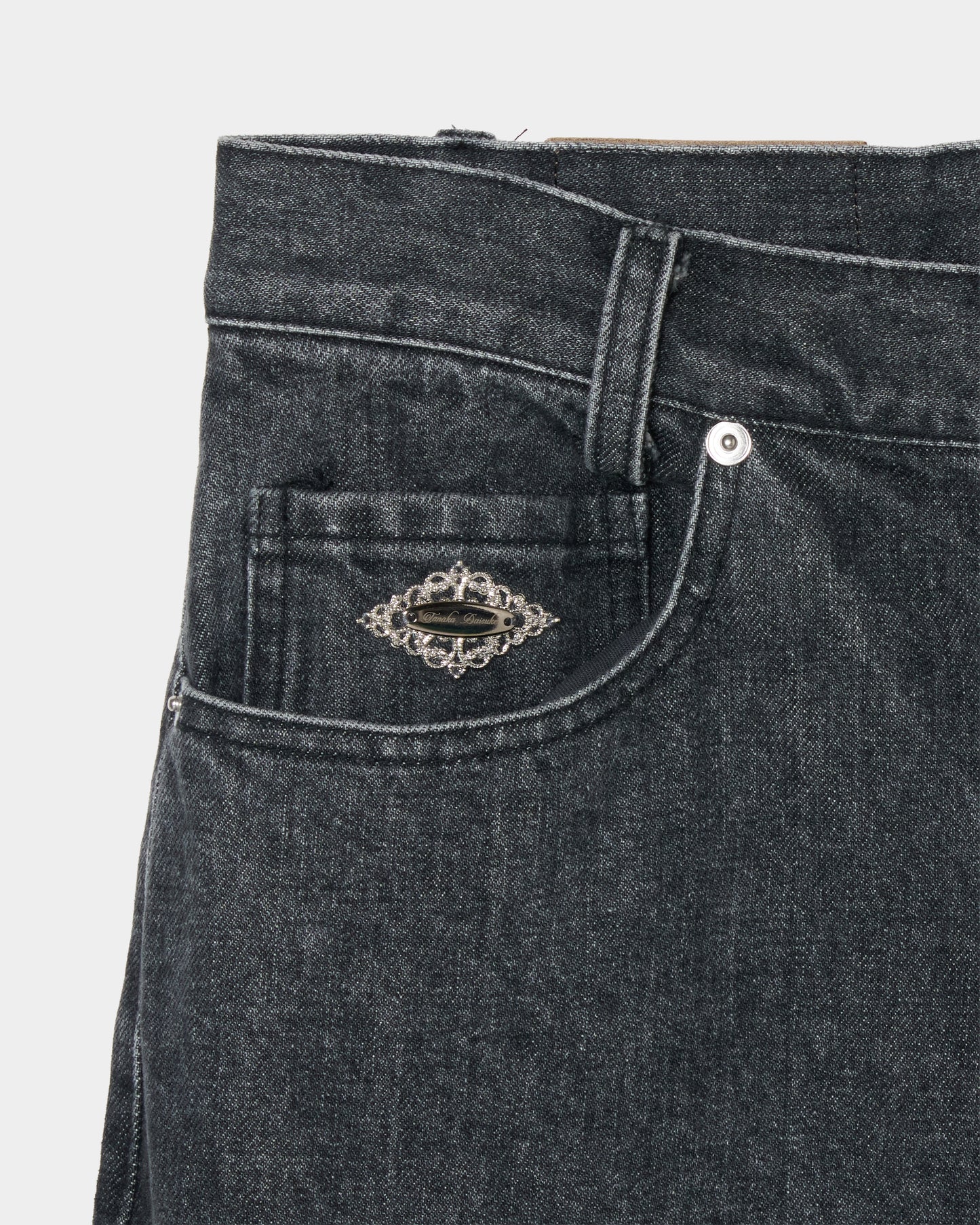 Letter pocket denim pants Black【Delivery in February 2027】