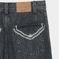 Letter pocket denim pants Black【Delivery in February 2027】