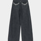 Letter pocket denim pants Black【Delivery in February 2027】