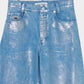 Silver foil print letter pocket denim pants Blue【Delivery in February 2027】