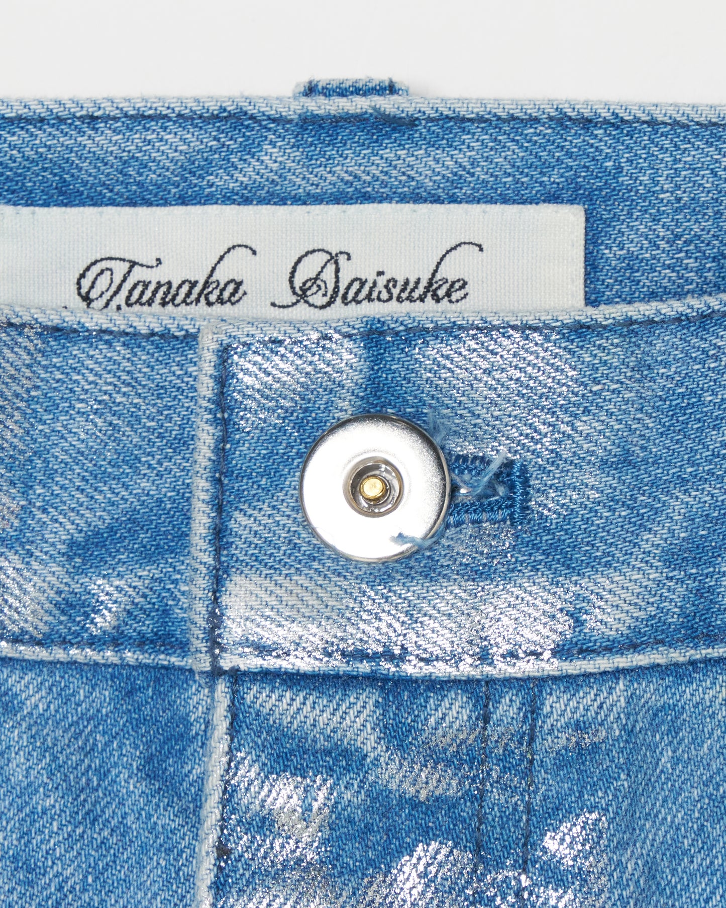 Silver foil print letter pocket denim pants Blue【Delivery in February 2027】