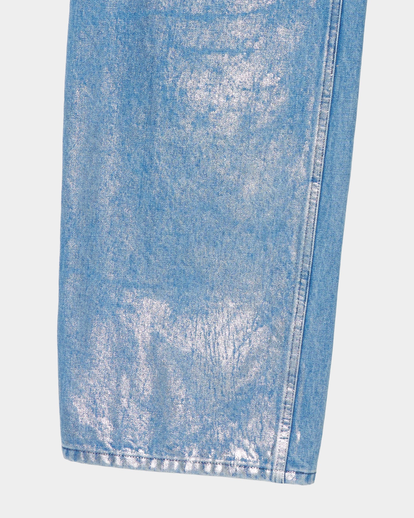 Silver foil print letter pocket denim pants Blue【Delivery in February 2027】