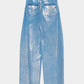 Silver foil print letter pocket denim pants Blue【Delivery in February 2027】