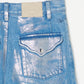 Silver foil print letter pocket denim pants Blue【Delivery in February 2027】