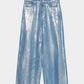 Silver foil print ornament denim pants Blue【Delivery in February 2027】