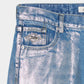 Silver foil print ornament denim pants Blue【Delivery in February 2027】