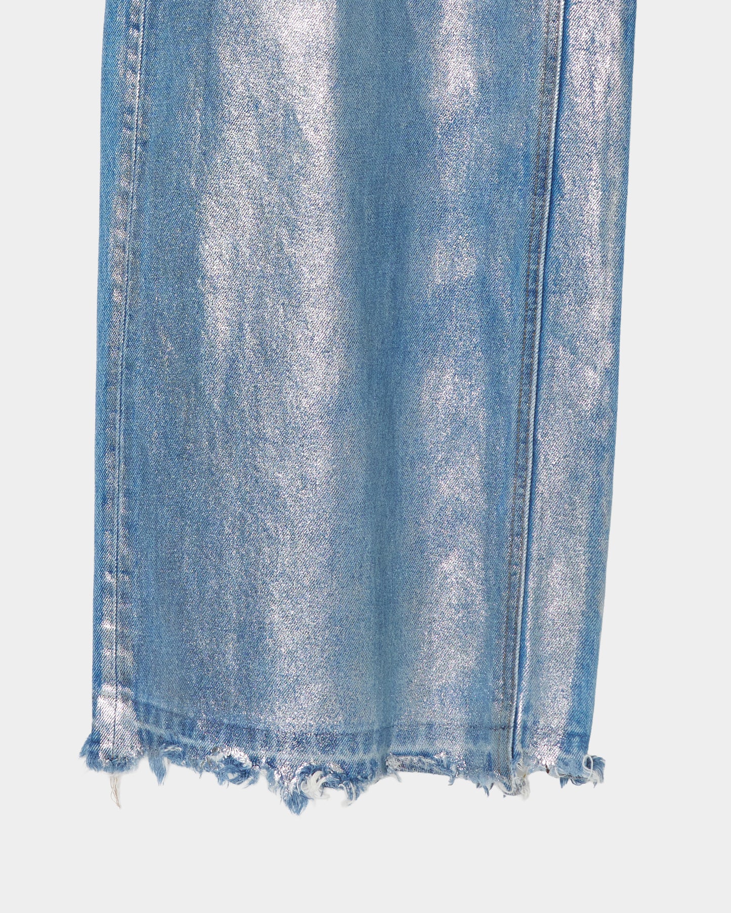 Silver foil print ornament denim pants Blue【Delivery in February 2027】