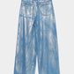 Silver foil print ornament denim pants Blue【Delivery in February 2027】