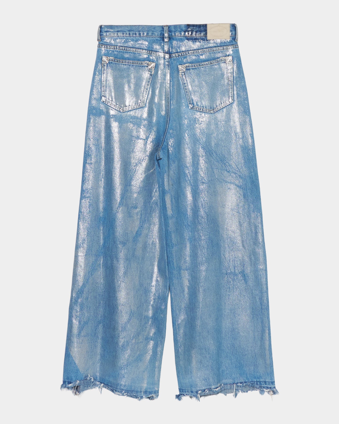 Silver foil print ornament denim pants Blue【Delivery in February 2027】