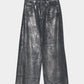 Silver foil print letter pocket denim pants Black【Delivery in February 2027】